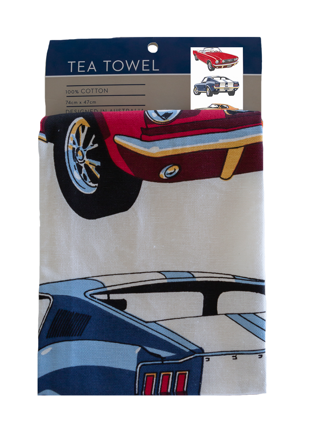 Tea Towel - Classic Cars Mustang: Hangsell (Carded)