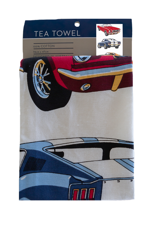 Tea Towel - Classic Cars Mustang: Hangsell (Carded)