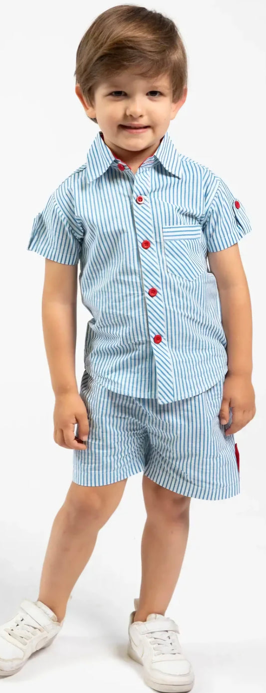 Striped Shirt and Short Set - Size 8
