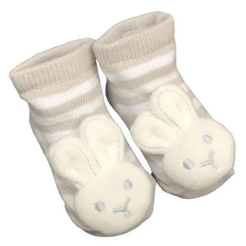 Socks with Rattles - Bunny Grey - 0-6mths