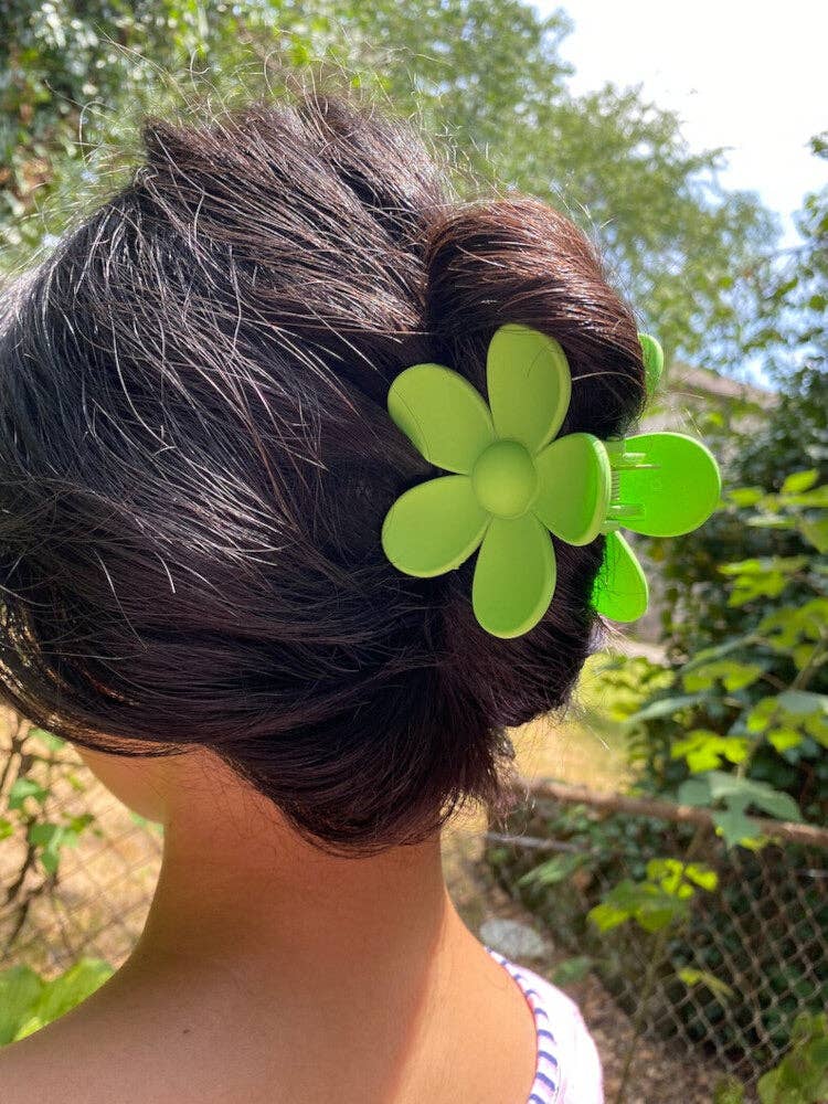 Claw Clip -- Flower - Forest Green
