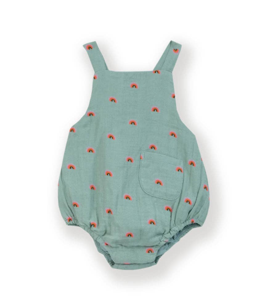 Sage Skies Rainbow Print Baby Romper with Pocket Detail – 9-12M