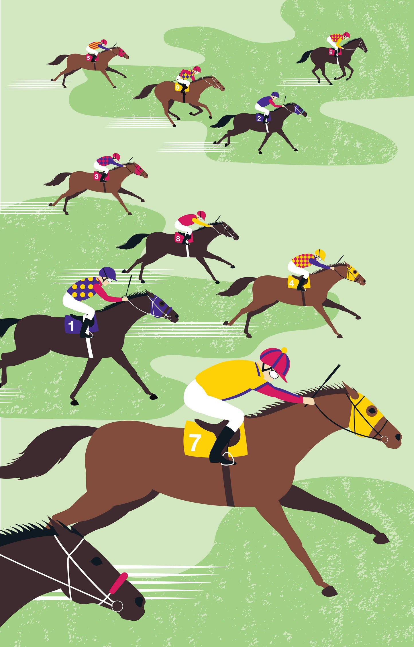 Tea Towel - Racehorses: Hangsell (Carded)