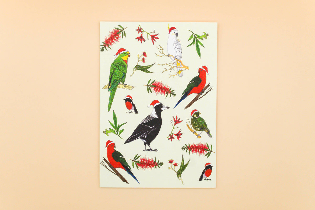 Christmas Greeting Card Australian Birds A6 Recycled paper