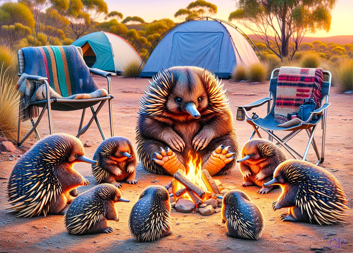 Aussie Animals Camping - Echidnas (Landscape): 260 Piece Jigsaw (Landscape) 480 x 340mm