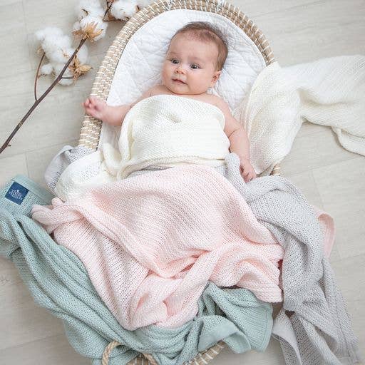 100% Organic Cotton Cot Cellular Blanket - Rose Quartz