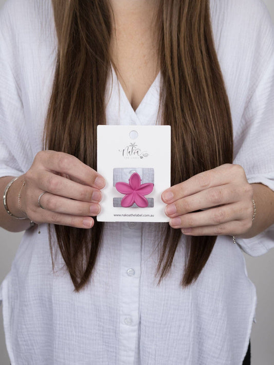 Claw Clip -- Frangipani Flower - Small - Bubblegum Pink