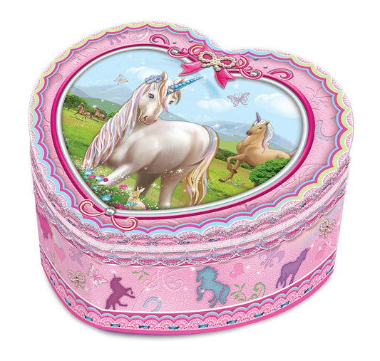 Heart Shaped Musical Jewelry Box Unicorn