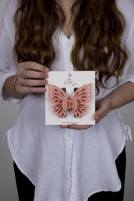 Claw Clip -- Small Double Butterfly - Marshmallow