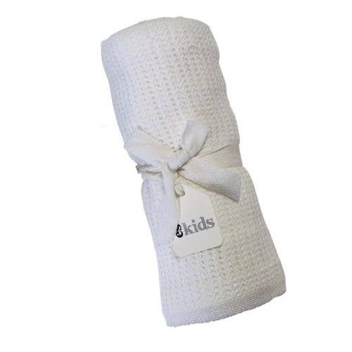 Crochet Cotton Baby Blanket - White 70x90cm