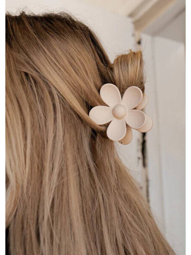 Claw Clip -- Flower - Beige
