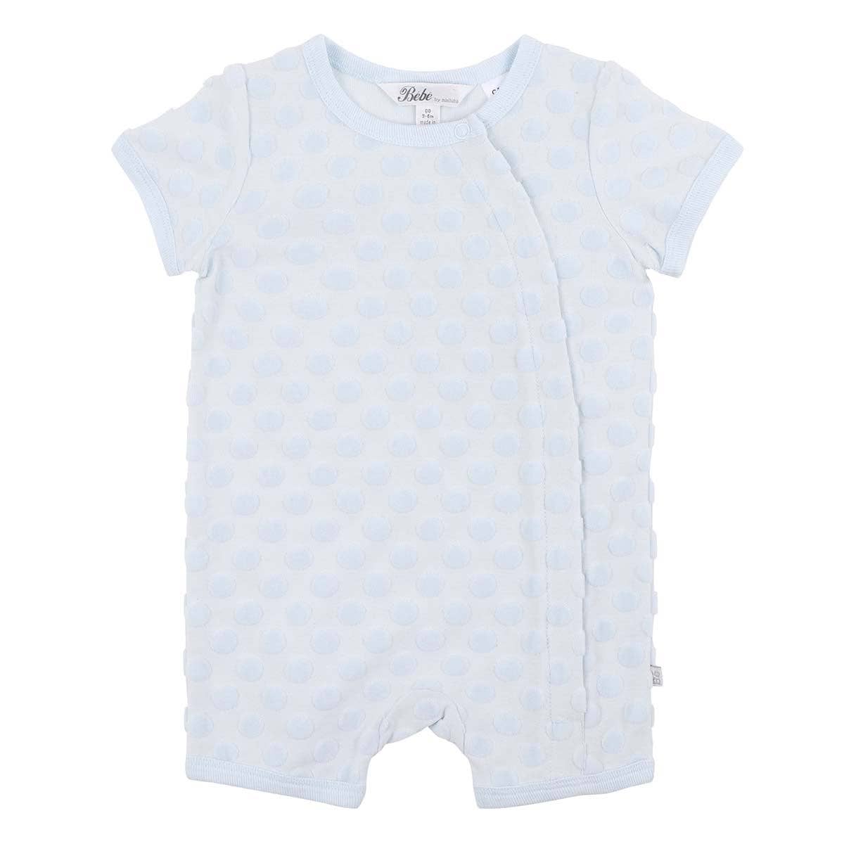 Bebe Baby Blue Spot Layette Short Sleeve Romper: Blue / Cotton / 3-6 m