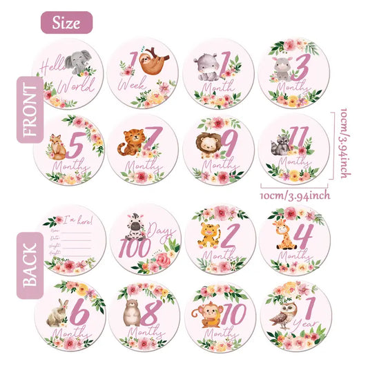 Milestone Cards - Cute Animals and Flowers