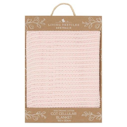 100% Organic Cotton Cot Cellular Blanket - Rose Quartz