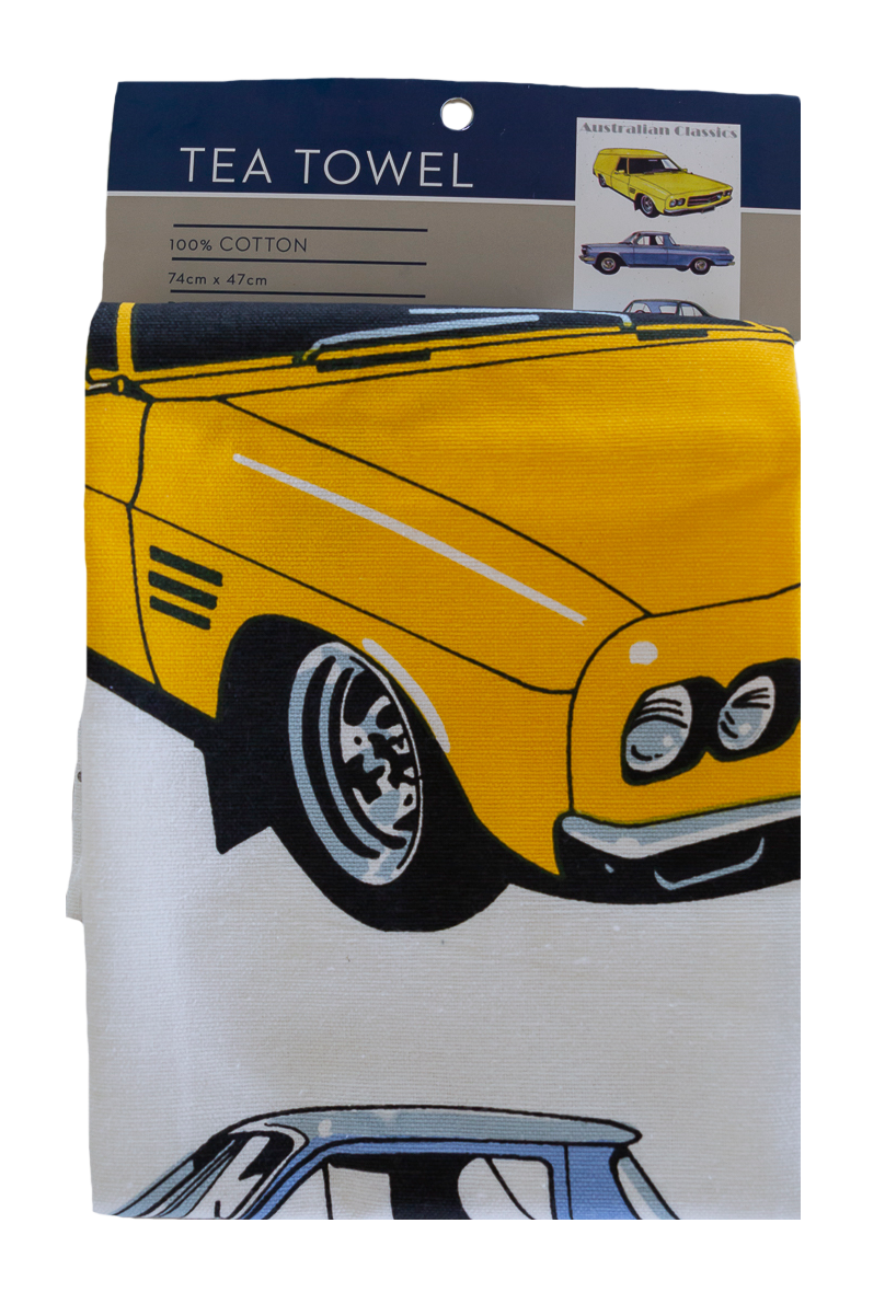 Tea Towel - Classic Cars Holden: Hangsell (Carded)
