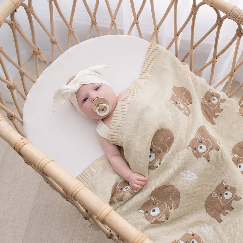 Australiana Baby Blanket - Wombat/Natural