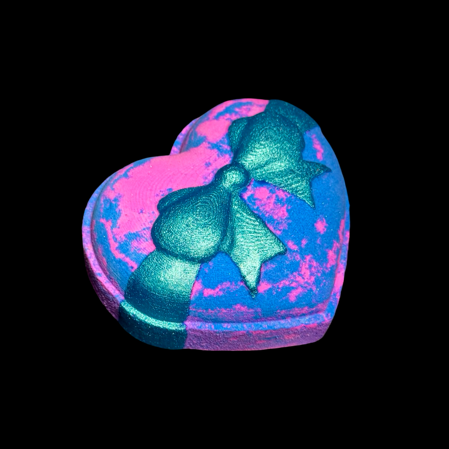 XL Gifted Heart Bath Bomb - W9cm x H8cm: Bubblegum / Painted