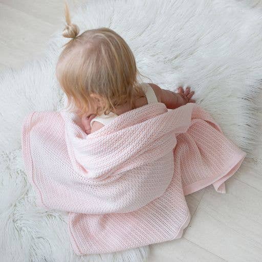 100% Organic Cotton Cot Cellular Blanket - Rose Quartz