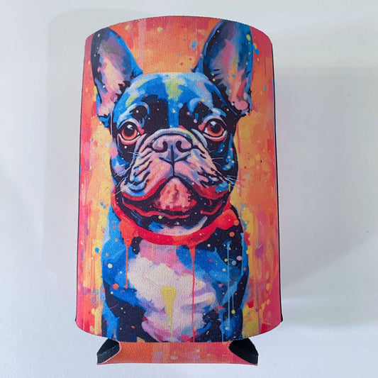 Black French Bulldog Quote Flat Stubby Holder Cooler