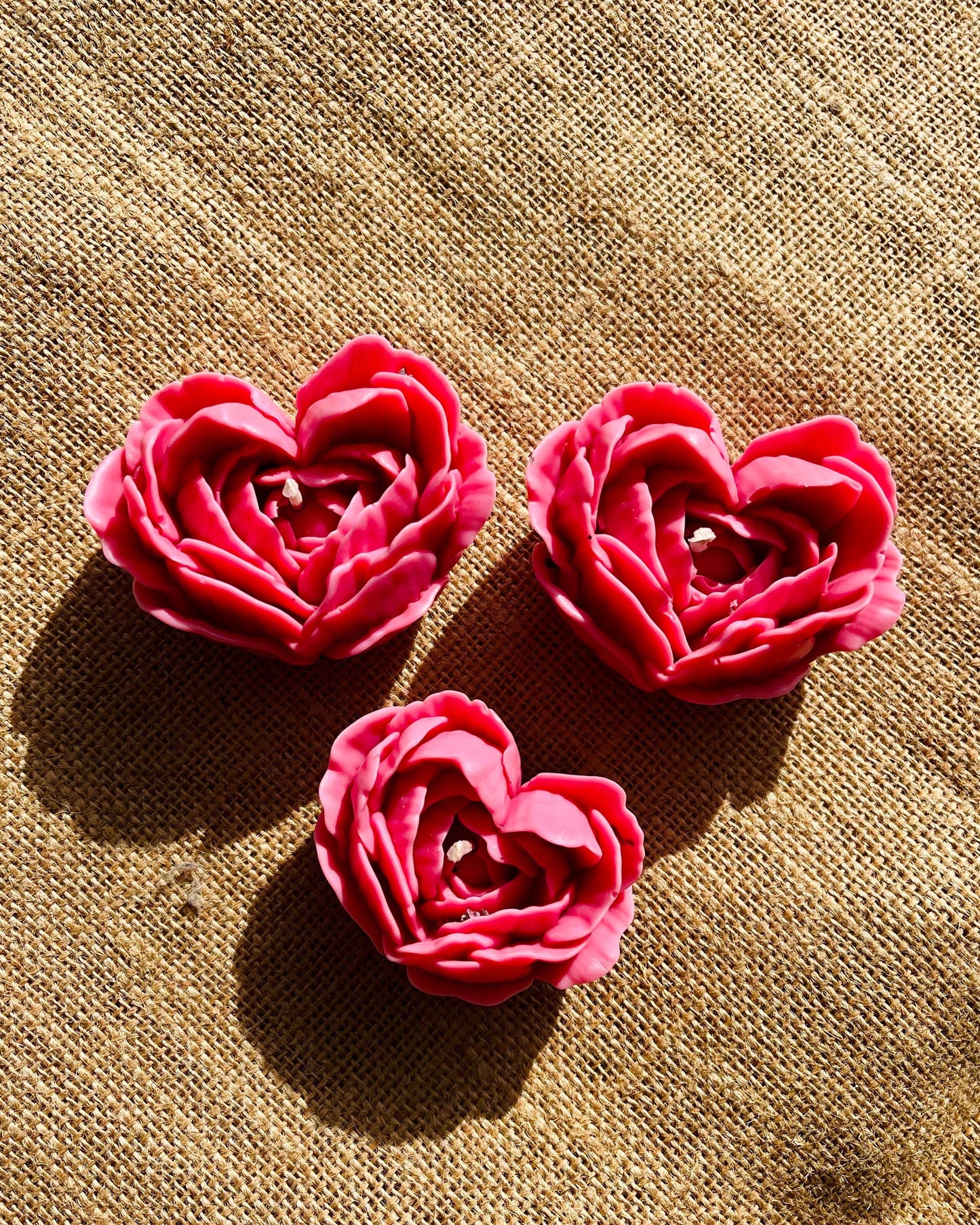 Peony Heart Candle: Red / Large Peony