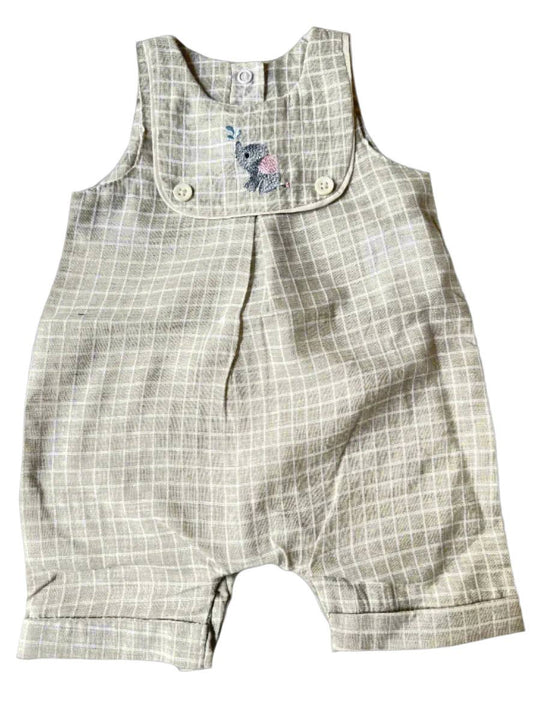 Little Explorer Checked Romper with Embroidered Elephant – Newborn (000)