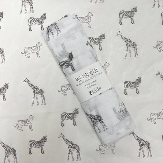 Muslin Wrap - Safari Grey - 100x120cm