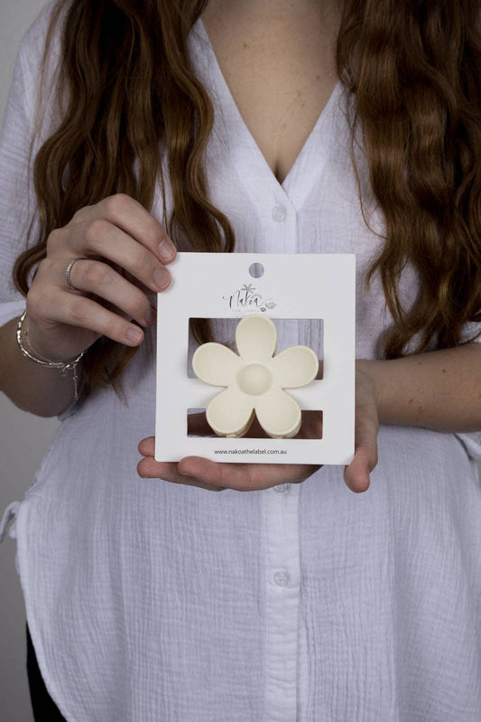 Claw Clip -- Flower - Ivory