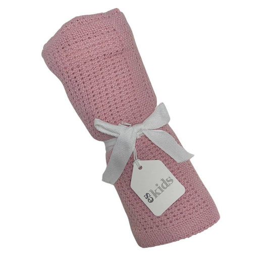 Crochet Cotton Baby Blanket - Dusty Pink 70x90cm
