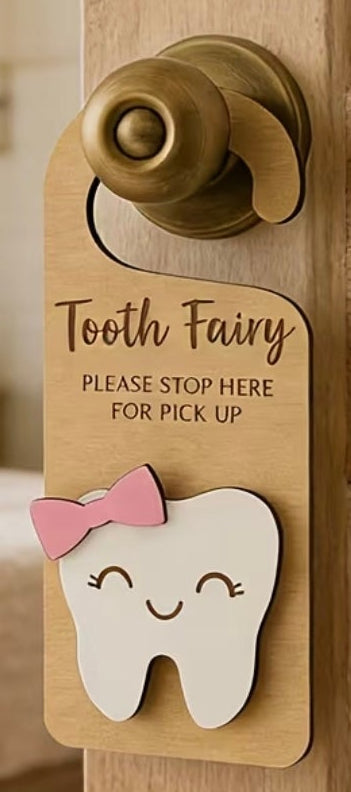 Reusable Wood Tooth Fairy Door Hanger
