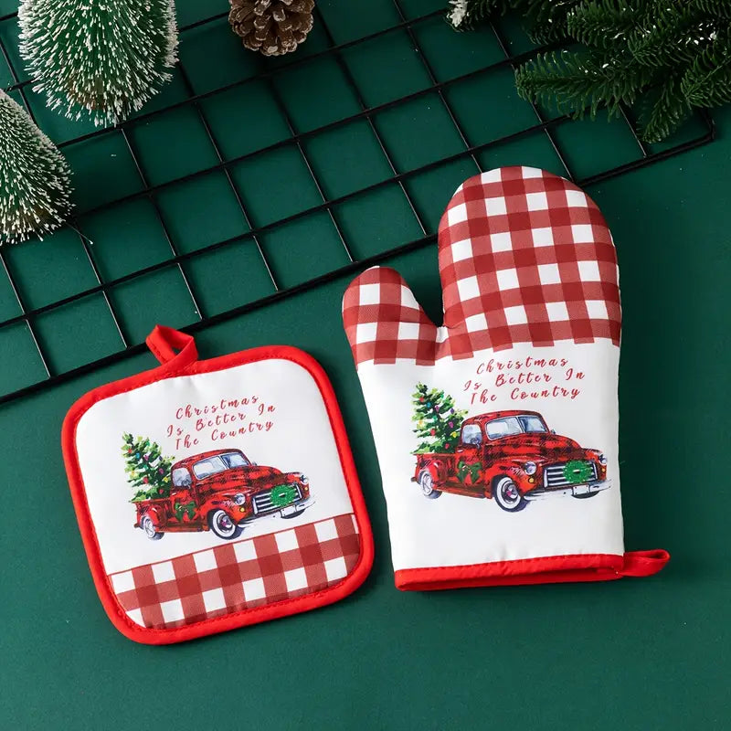 Christmas Oven Mitt & Pot HolderSet