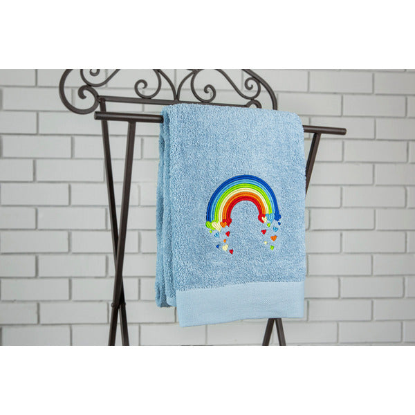 Embroidered Bath Towel with Rainbow