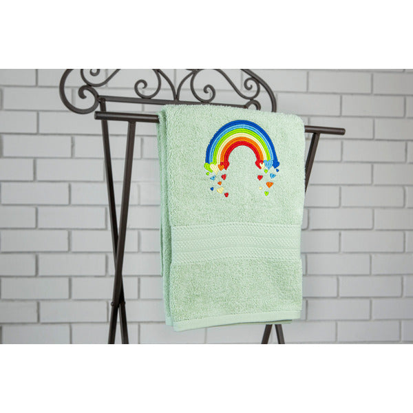 Embroidered Bath Towel with Rainbow