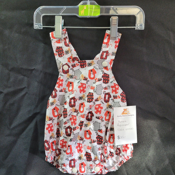 IN STOCK - Christmas Romper Size 0000 - Aunty Beas Designs