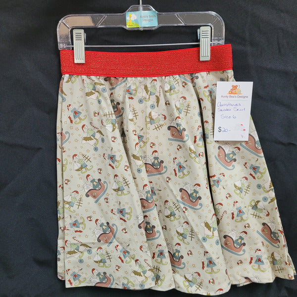 Christmas Skirt Size 6 - Aunty Beas Designs