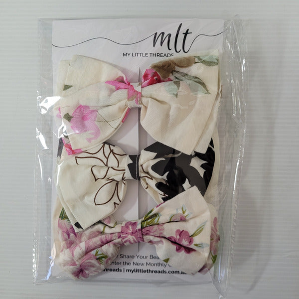 Floral Bow Hair clips on Card