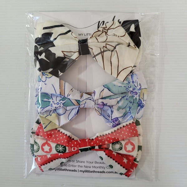 Floral Bow Hair clips on Card