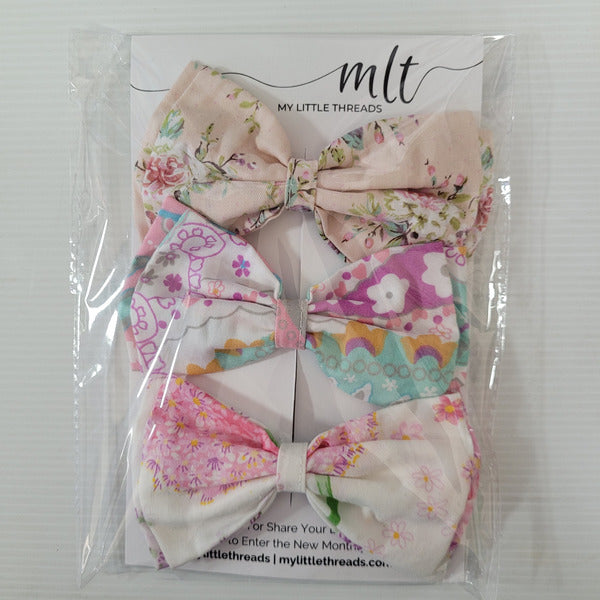 Floral Bow Hair clips on Card