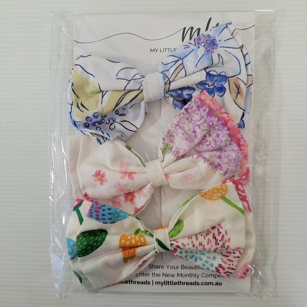 Floral Bow Hair clips on Card