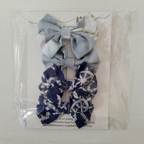 Floral Bow Hair clips on Card