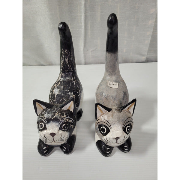 Set of 2 - Wooden Cats