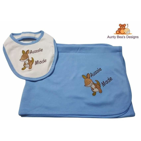 CUSTOM ORDER - "Aussie Made" Bib and Blanket - Aunty Beas Designs