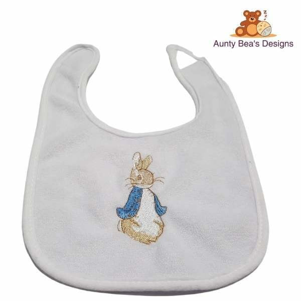 Embroidered Peter Rabbit Bodysuit and Bib Baby Set Aunty Bea's Designs