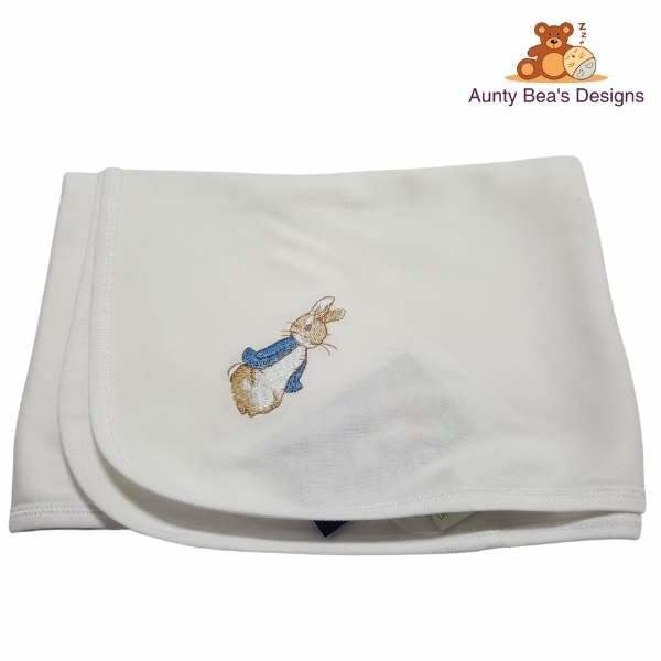 Peter Rabbit embroidered hooded blanket Baby Gift Set Aunty Beas Designs