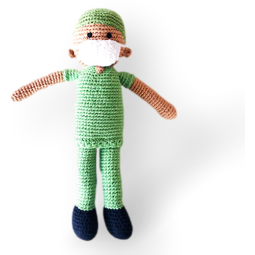 Knitted Toy - Doctor with scrubs doll