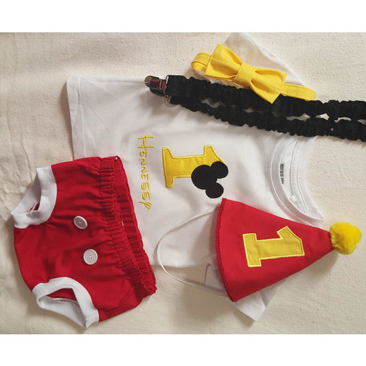 Birthday outfit - Mickey Mouse inspired design birthday outfits Aunty Beas Designs 