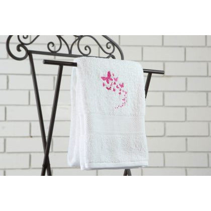 Embroidered Bath Towel with butterflies