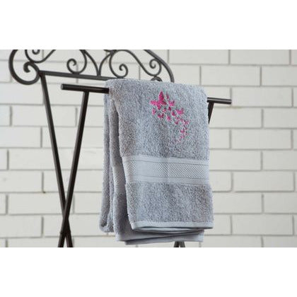 Embroidered Bath Towel with butterflies