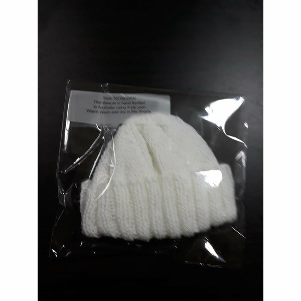 IN STOCK - Beanies - 3 months Beanies Aunty Bea's Designs white 1 