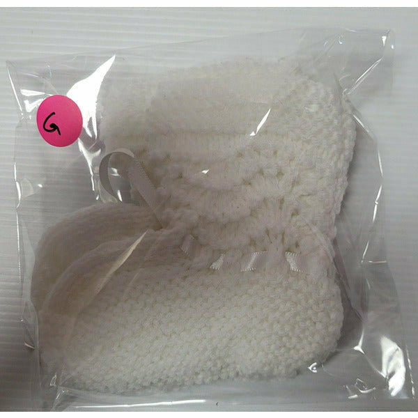 IN STOCK - Bootees - White Bootees Aunty Bea's Designs 2 