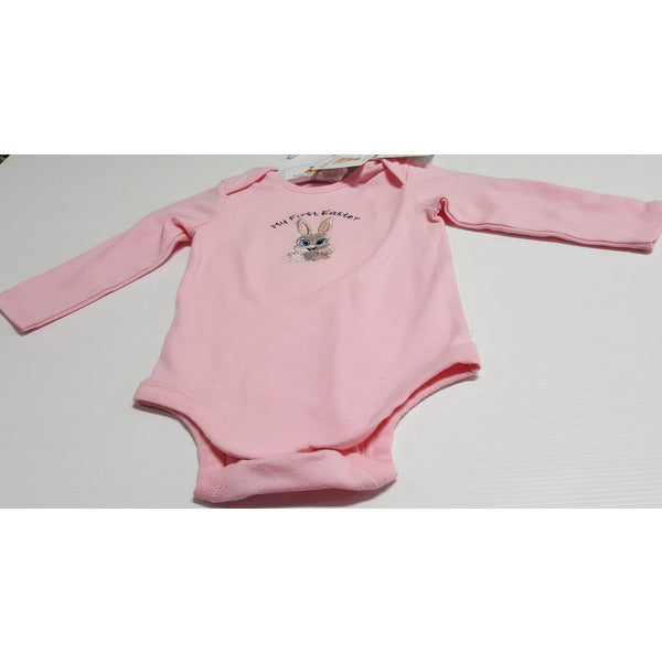 IN STOCK - My First Easter Romper Romper Aunty Beas Designs 0 Long Sleeve Pink 